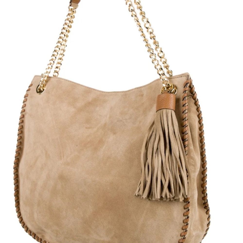 Michael Kor Gold Suede Shoulder Bag